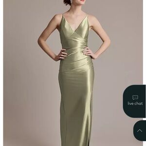 NWT Sculpting Satin V-Neck Cross-Back Green Dress Celebrate DB Studio